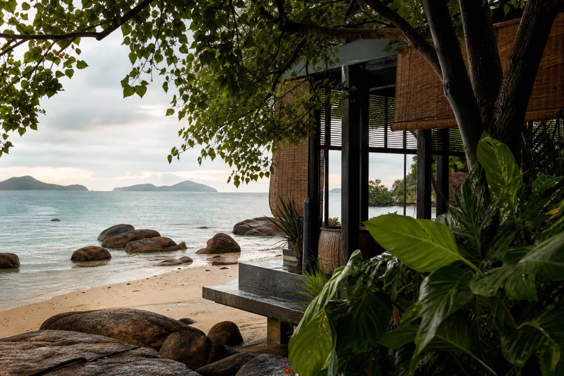 Original UpTrip destination artwork inspired by Choeng Mon, Koh Samui, Thailand; not a depiction of Kimpton Kitalay Samui